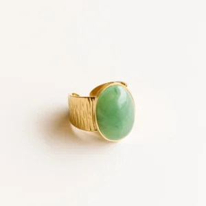 Bague grande martelée Aventurine