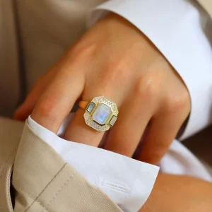 Bague Célestine plaqué or Pierre de lune