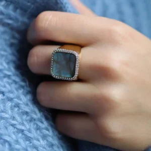 Bague Séraphine plaqué or Labradorite