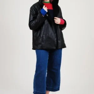 Veste aviateur noir en fibres écoresponsables