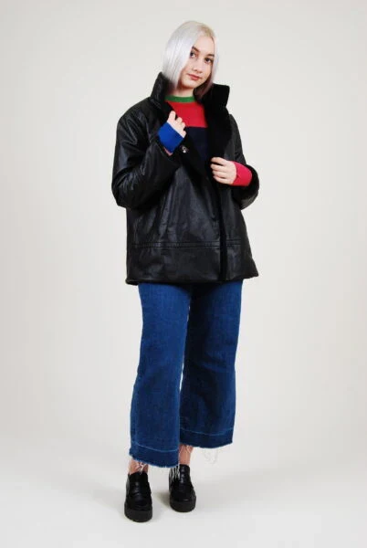 Veste aviateur noir en fibres écoresponsables – Image 2