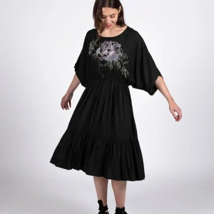 Robe noir bohème brodée Laly