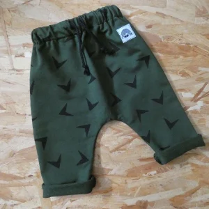 Pantalon Jogpant Enfant - Fait Main - Imprimé Flèches - Orange/Vert