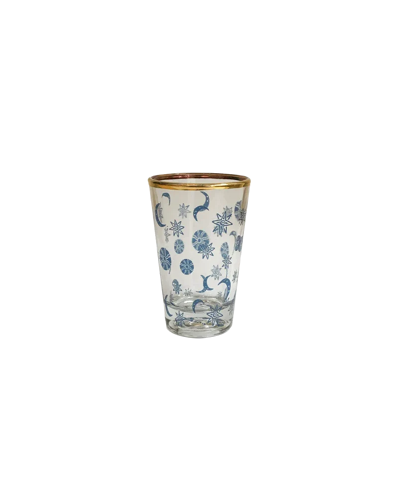 Verres à thé avec motifs astraux bleus - Lot de 4