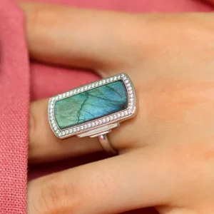 Bague Art Déco Argent et Labradorite "Florentine"