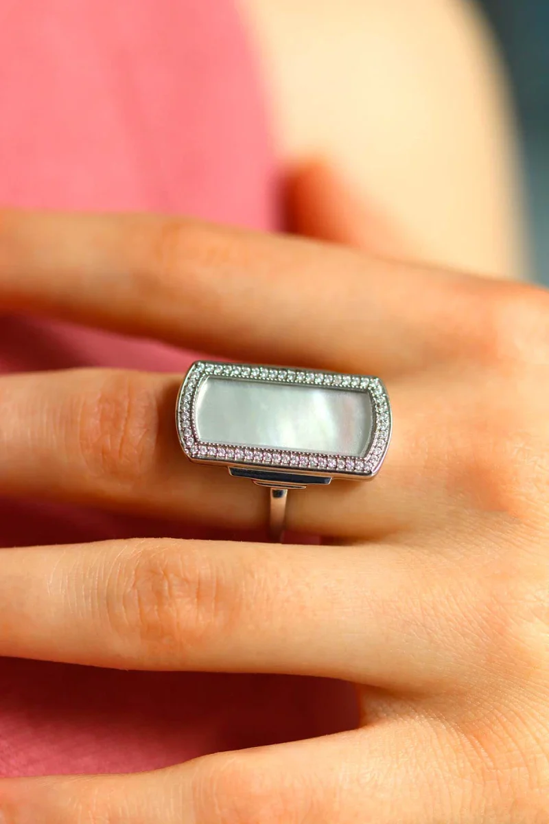 Bague art déco en argent nacre "Florentine" – Image 2