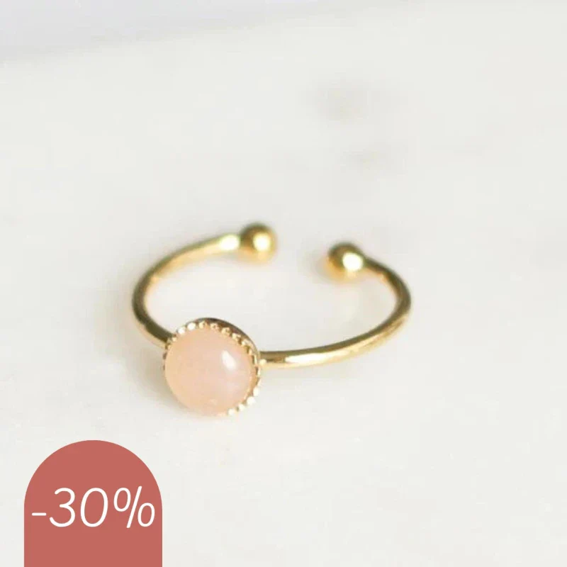 Bague petite ajustable en quartz rose – Image 8