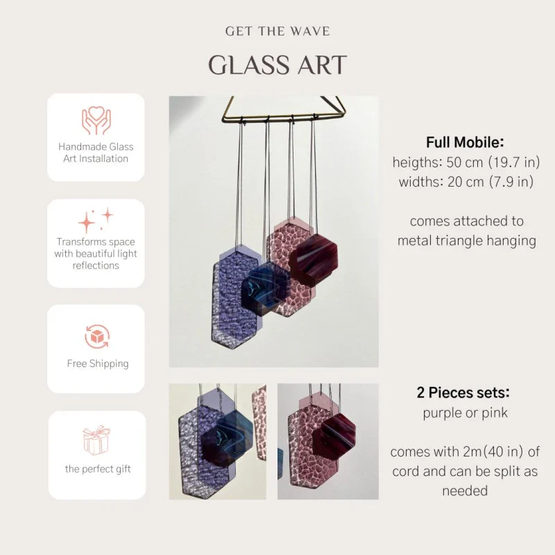 Suspension en verre géométrique fait main – Image 9