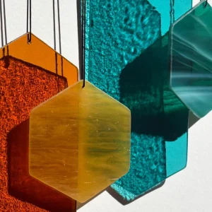 Jeu du vent en verre artisanal - orange et vert