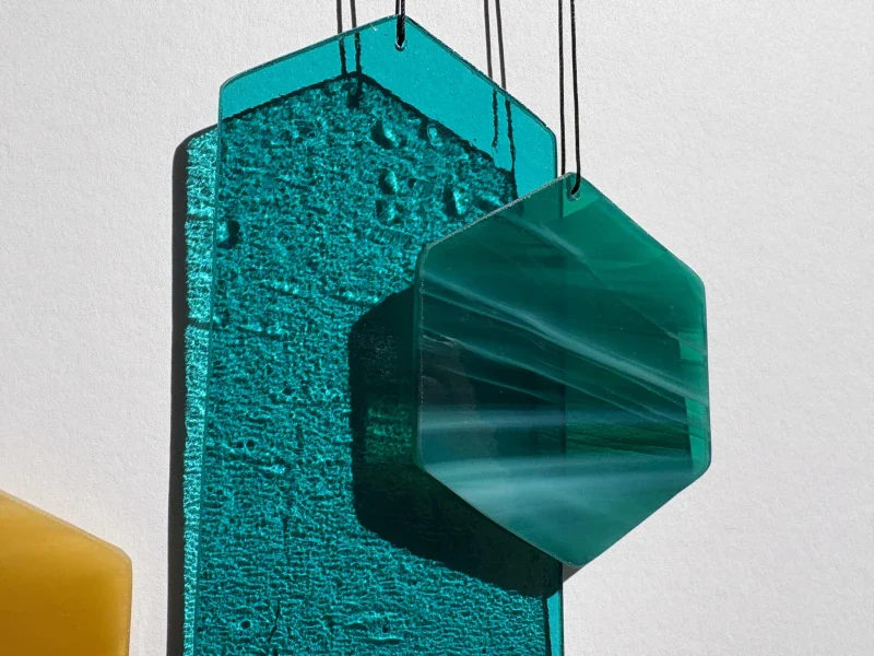 Jeu du vent en verre artisanal - orange et vert – Image 7