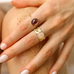 Bague ovale Améthyste fait main