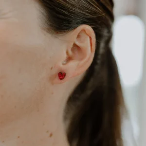 Boucles d'oreilles en bois pailleté pailletées - Cœurs