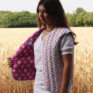 Veste violet sans manches matelassée - "Soledad"