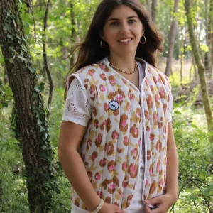 Veste camel sans manches matelassée réversible - "Soledad"