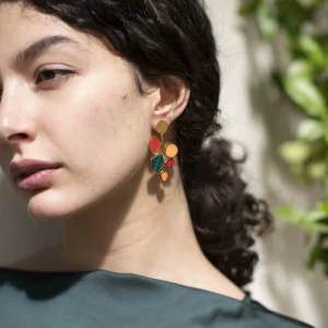 Boucles d'oreilles - Fleurs pendantes colorées