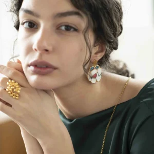 Boucles d'oreilles - Fleurs blanches