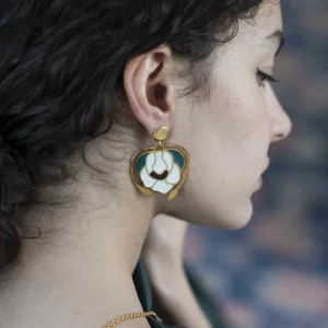 Boucles d'oreilles - Fleurs d'orchidée blanche