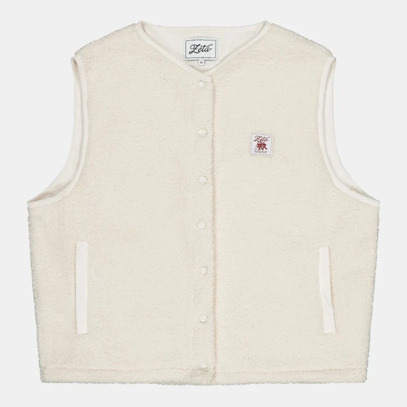 Veste polaire végane sans manche sherpa crème – Image 4