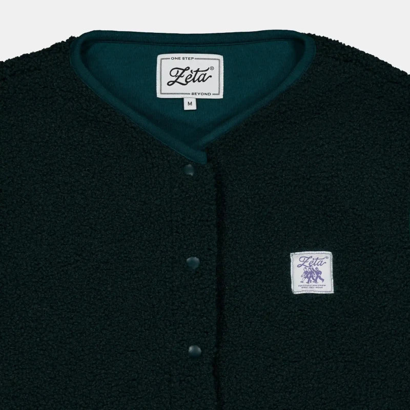 Veste polaire végane sans manche sherpa vert forêt – Image 4