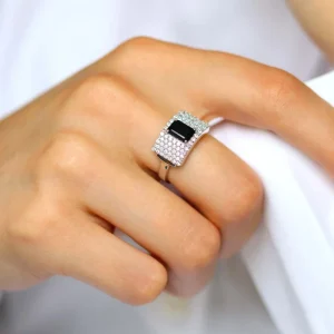 Bague art déco en argent et onyx noir "Philomène"