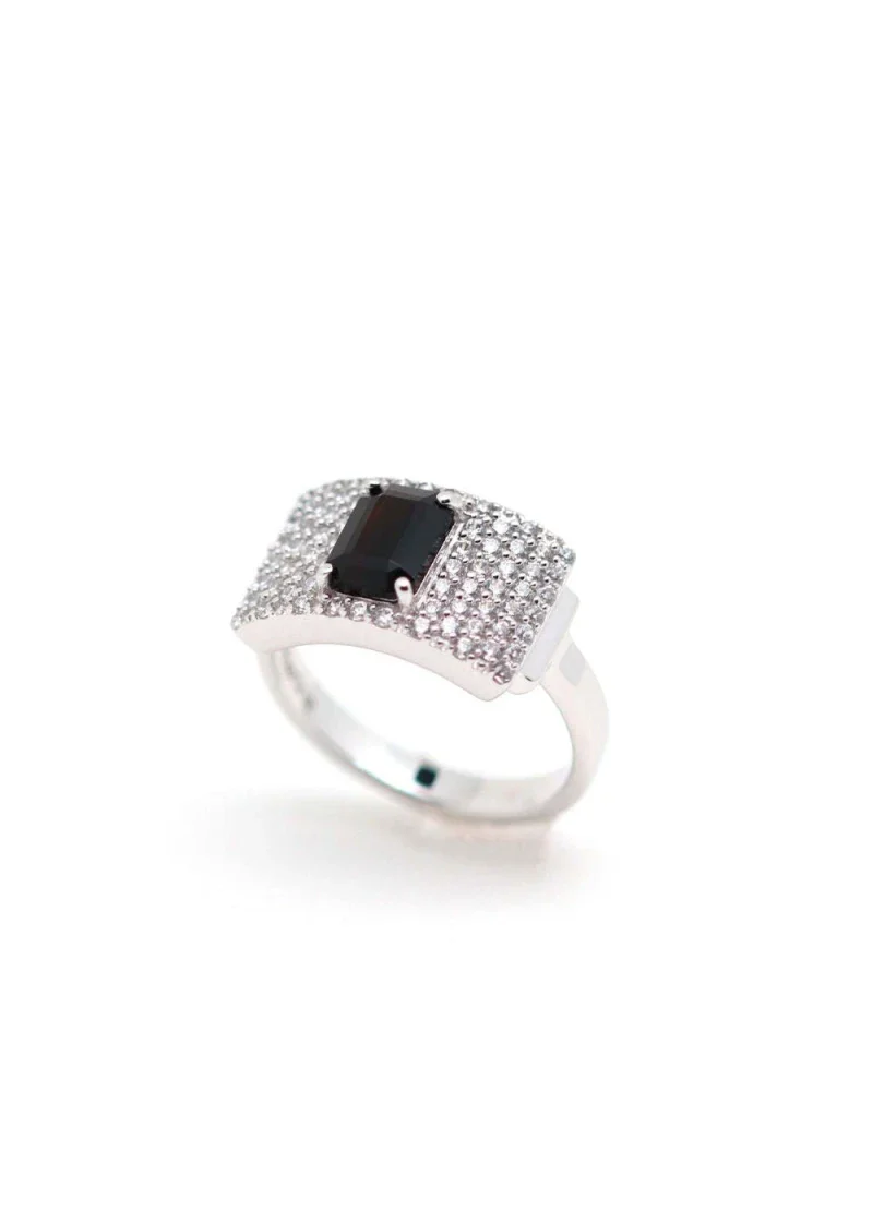 Bague art déco en argent et onyx noir "Philomène" – Image 4