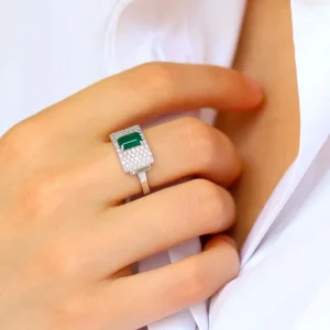 Bague art déco argent et onyx vert "Philomène"