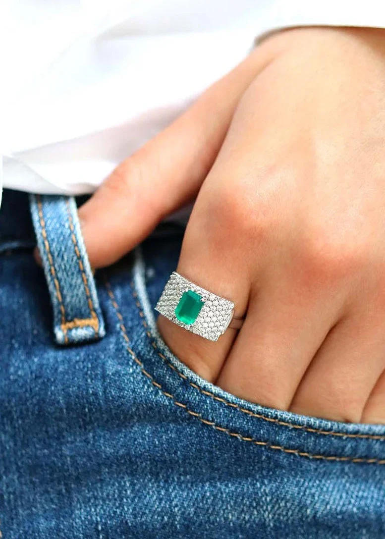 Bague art déco argent et onyx vert "Philomène" – Image 5