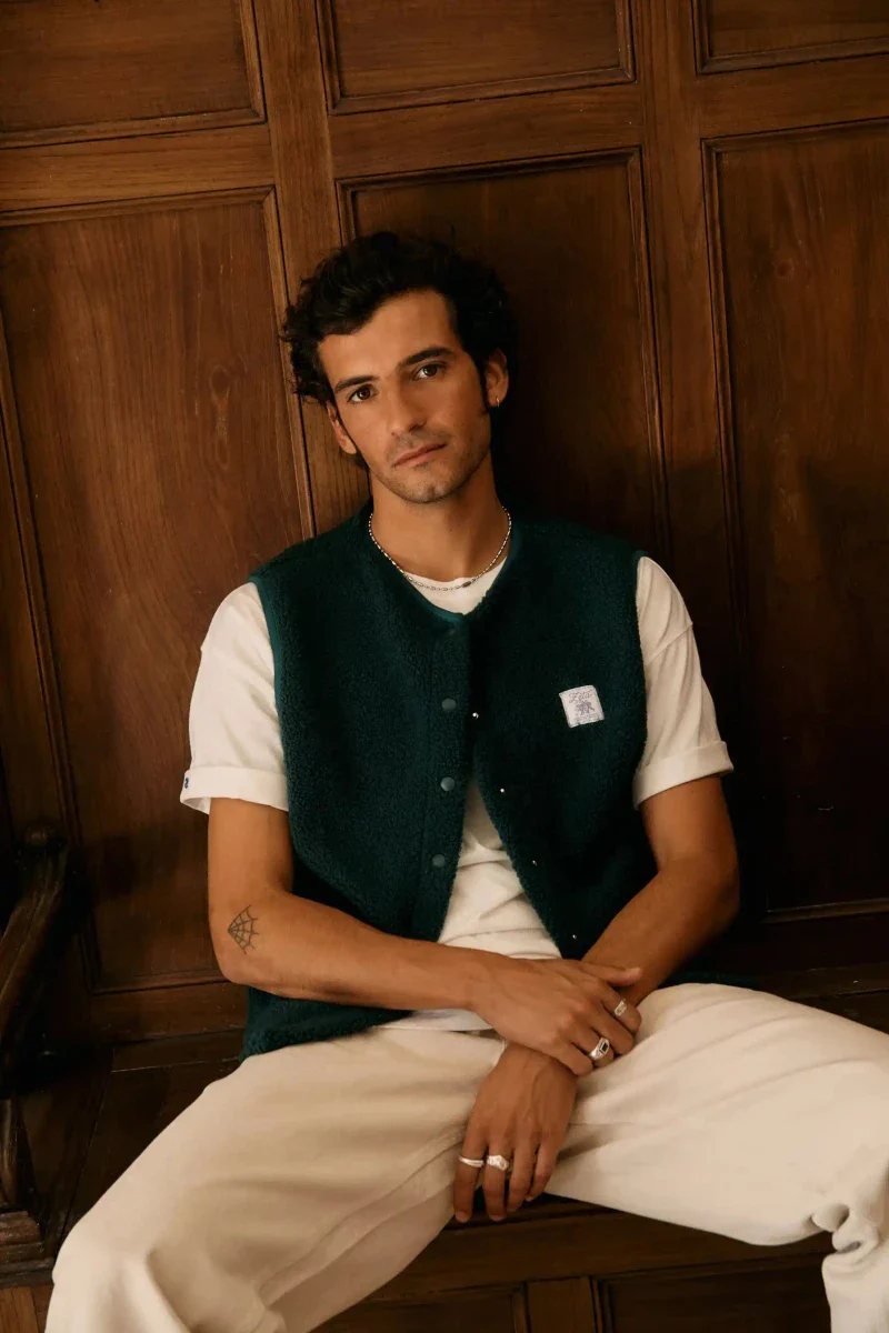 Veste polaire végane sans manche sherpa vert forêt