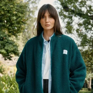 Veste polaire végane sherpa vert forêt