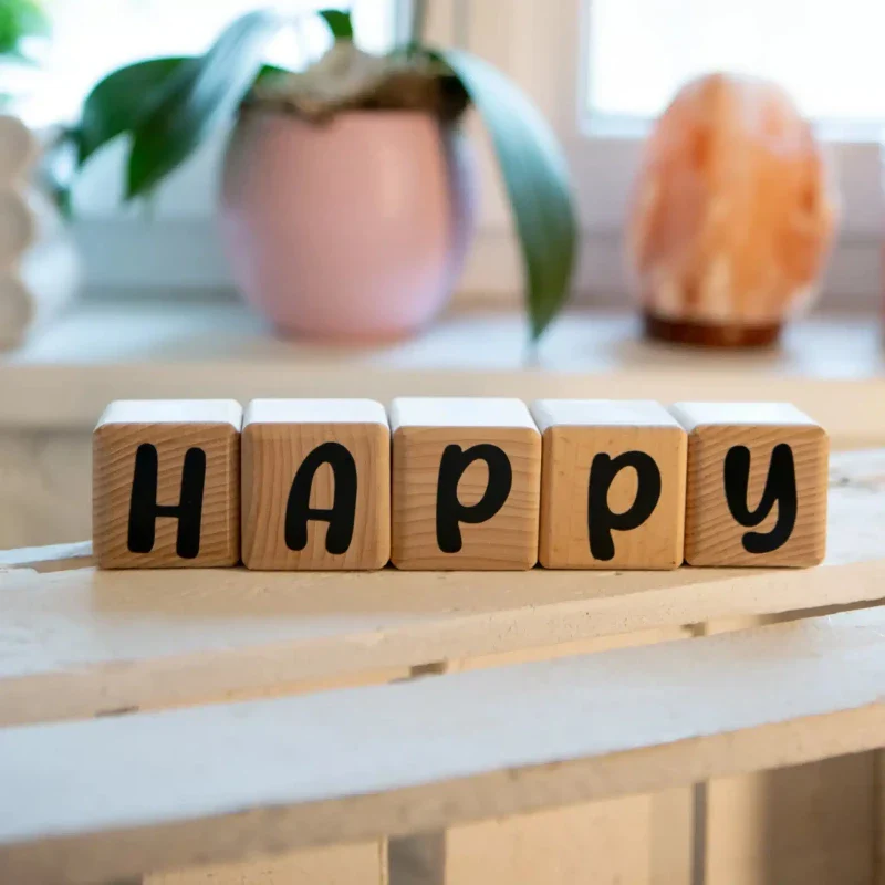 Alphacubes en Bois lot de 5 de 5cm x 5cm avec 66 Stickers noirs – Image 4