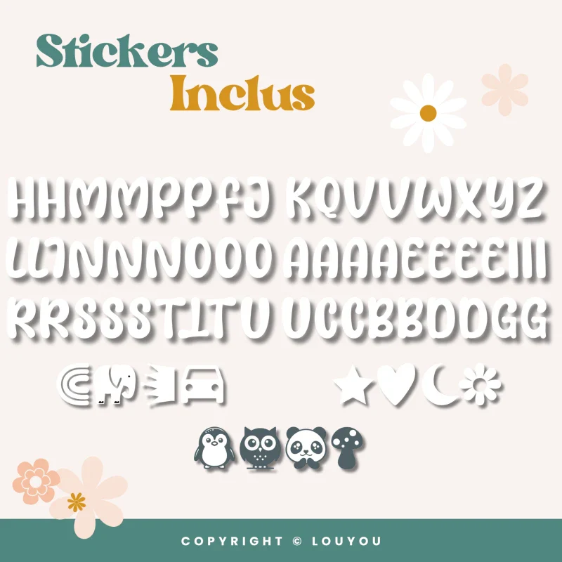 Alphacubes en Bois lot de 5 de 5cm x 5cm avec 66 Stickers blancs – Image 4