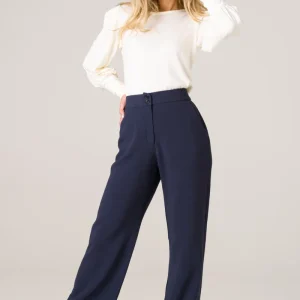 Pantalon taille haut bleu marine - Laurier