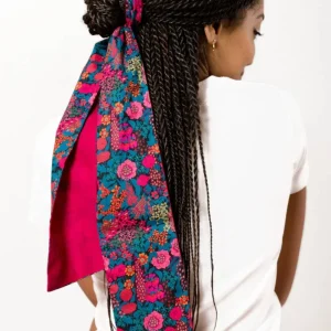 Bandeau réversible à motifs fleuris et fushsia