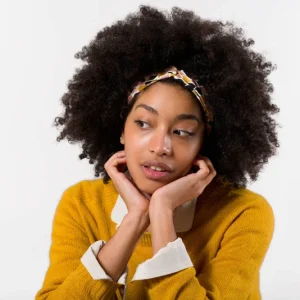 Bandeau en coton bio rose à motifs