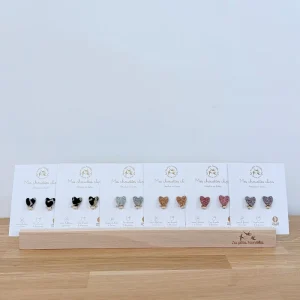 Boucles d'oreilles à clips pailletées - Coeurs