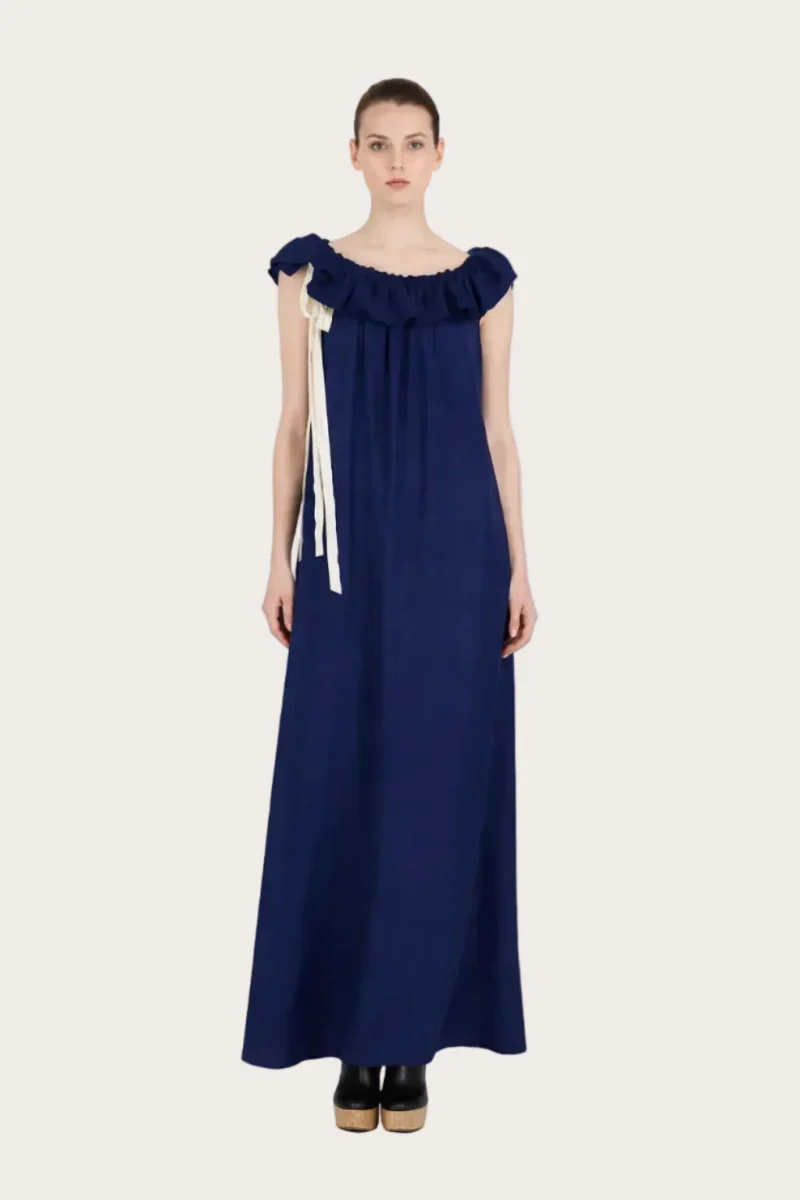 Robe upcyclée bleu nuit - Perle – Image 3