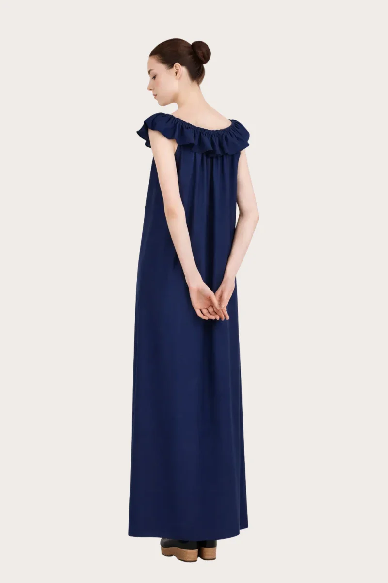 Robe upcyclée bleu nuit - Perle – Image 4