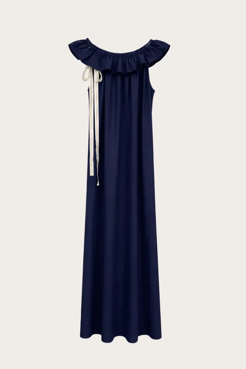 Robe upcyclée bleu nuit - Perle – Image 7