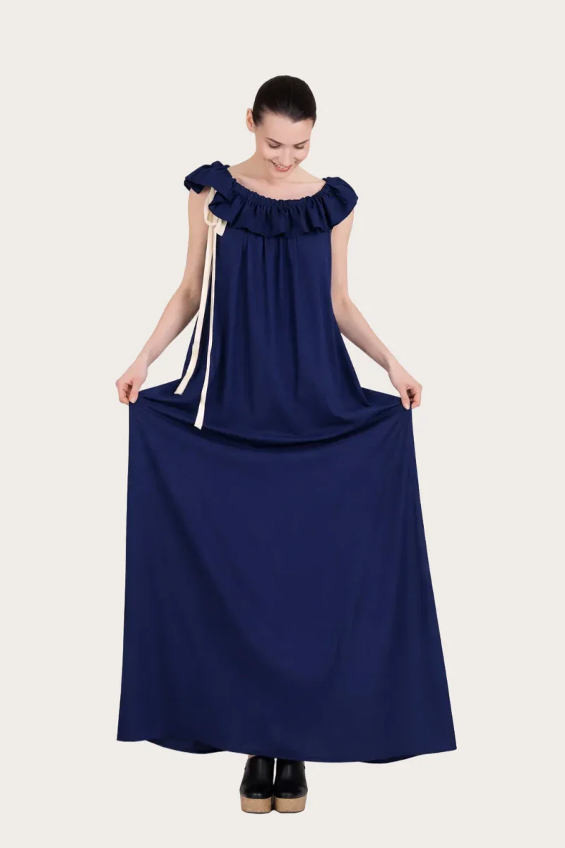 Robe upcyclée bleu nuit - Perle – Image 6