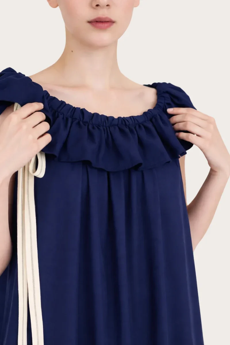 Robe upcyclée bleu nuit - Perle – Image 9