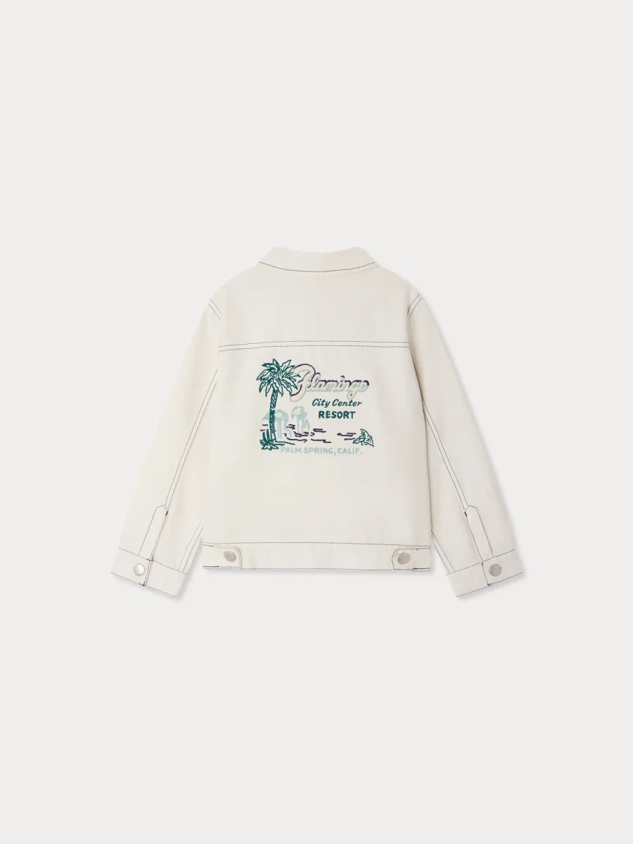 Veste en denim Leddis avec surpiqûres contrastées en coton biologique – Image 4