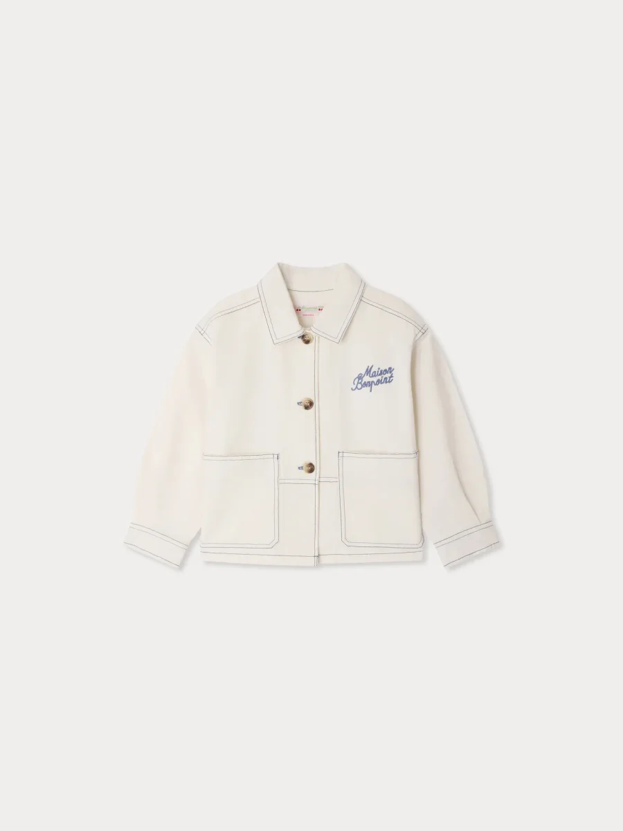 Veste en denim Larity avec surpiqûres contrastées en coton biologique – Image 3