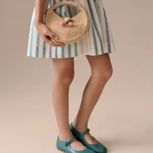 Ballerines Ella en cuir vert ardoise