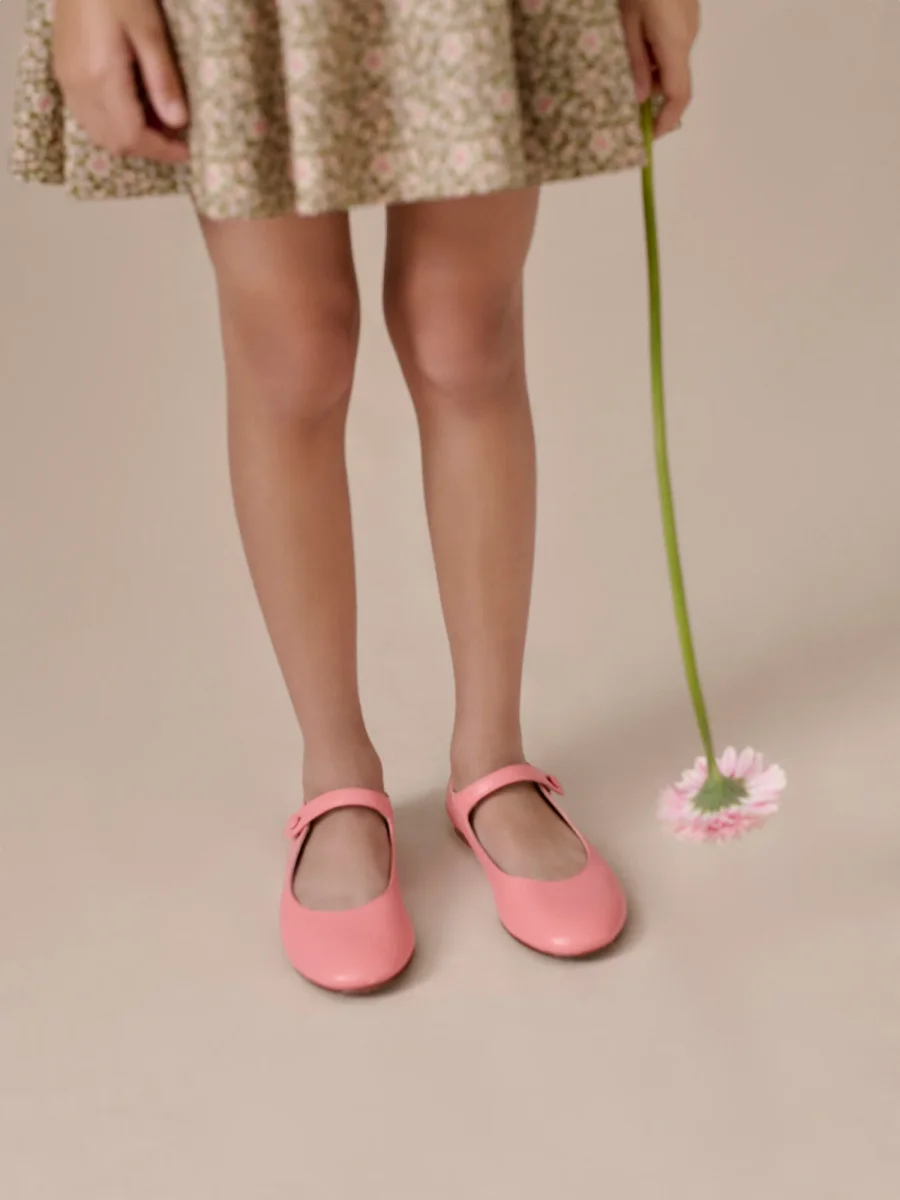 Ballerines Ella en cuir corail