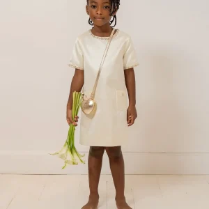 Robe Lanelle strass et perles brodés main en coton biologique et viscose