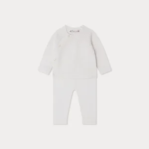 Ensemble mixte Jina avec point fantaisie sur l'encolure en laine blanche