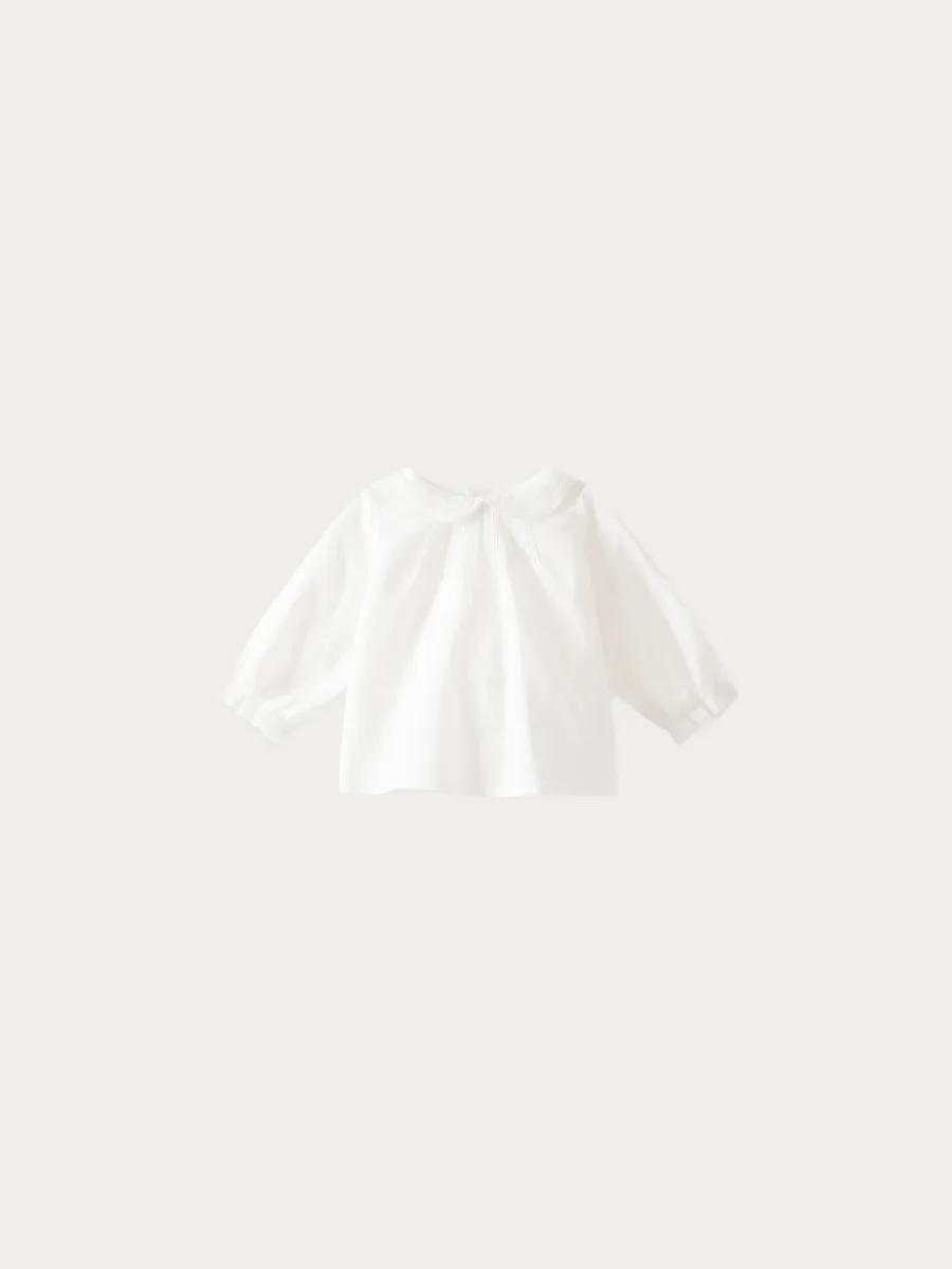 Blouse en voile de coton bébé blanc lait