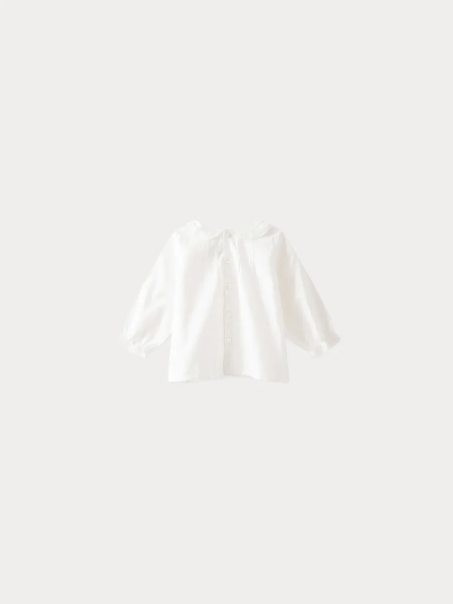 Blouse en voile de coton bébé blanc lait – Image 3
