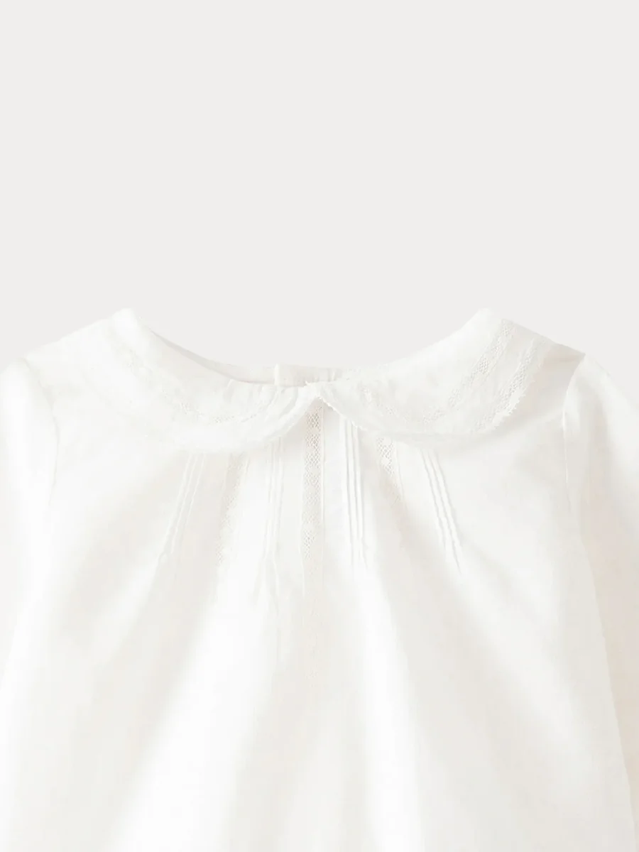 Blouse en voile de coton bébé blanc lait – Image 4