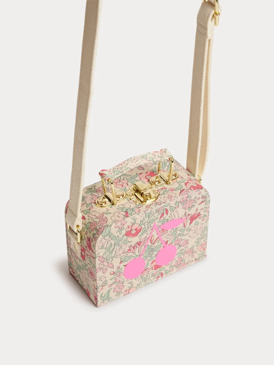 Sac Valisette Jadore framboise en tissu Liberty avec imprimé cerise en coton biologique – Image 4